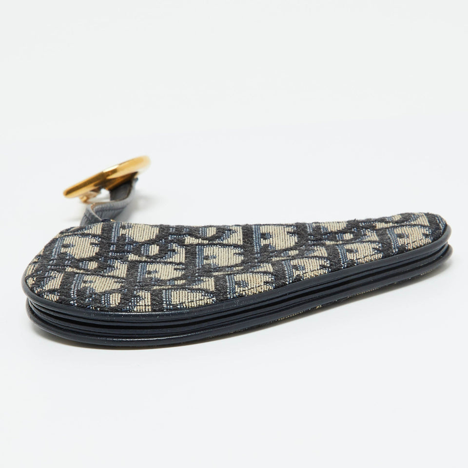 Dior Navy Blue Oblique Fabric Saddle Coin Purse