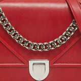 Dior Red Leather Medium Diorama Flap Shoulder Bag..