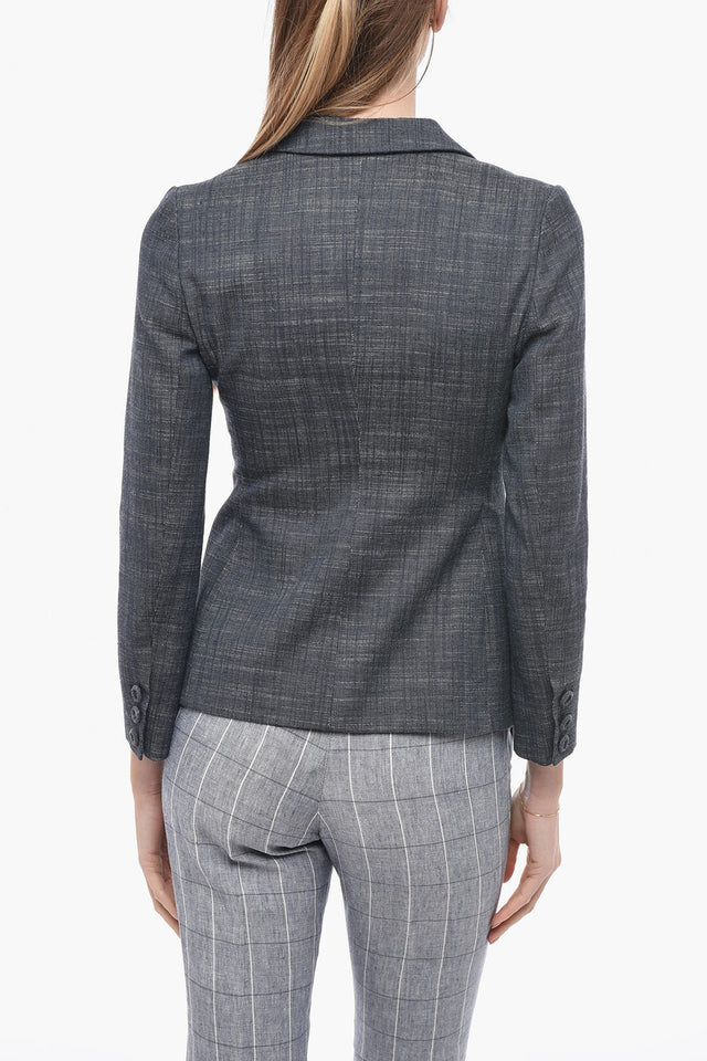 Dior Denim Effect Slim Fit Blazer with Covered Buttons