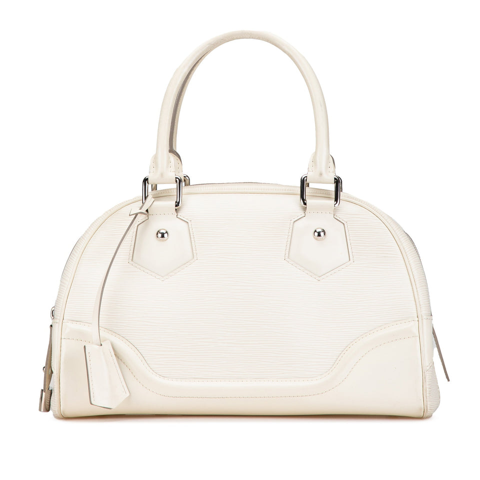 White Louis Vuitton Epi Bowling Montaigne PM Handbag