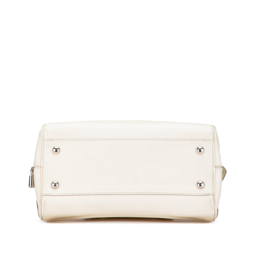 White Louis Vuitton Epi Bowling Montaigne PM Handbag