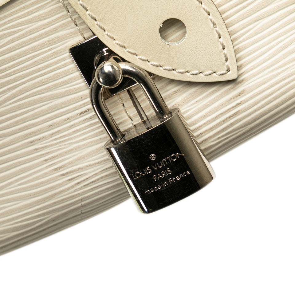 White Louis Vuitton Epi Bowling Montaigne PM Handbag