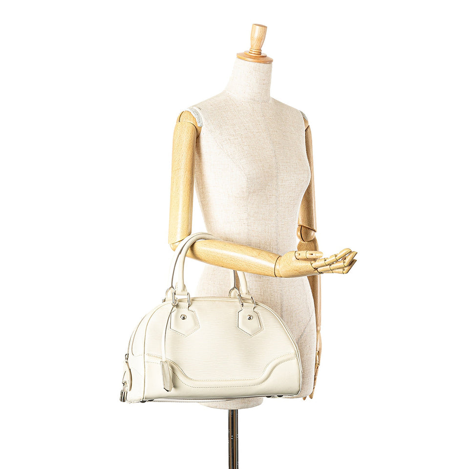 White Louis Vuitton Epi Bowling Montaigne PM Handbag