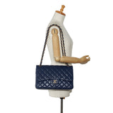 Chanel Classic Double Flap Jumbo Dark Blue Caviar gold