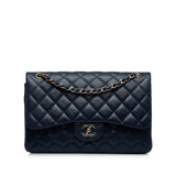 Chanel Classic Double Flap Jumbo Dark Blue Caviar gold