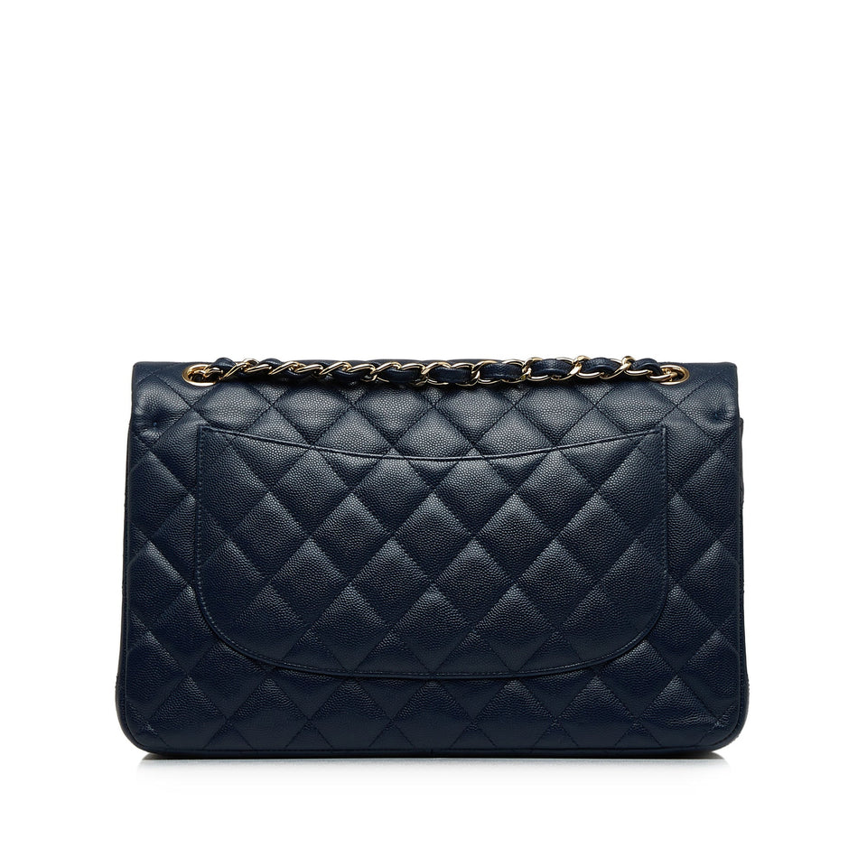 Chanel Classic Double Flap Jumbo Dark Blue Caviar gold