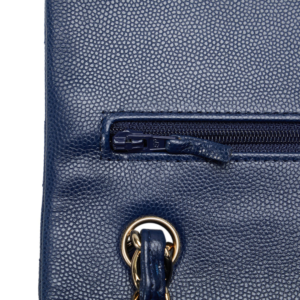 Chanel Classic Double Flap Jumbo Dark Blue Caviar gold