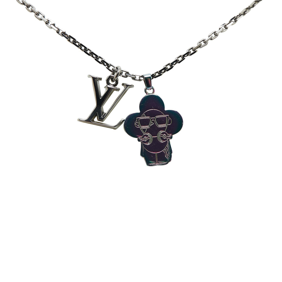 Silver Louis Vuitton Ruthenium DJ Vivienne Pendant Necklace