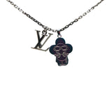 Silver Louis Vuitton Ruthenium DJ Vivienne Pendant Necklace