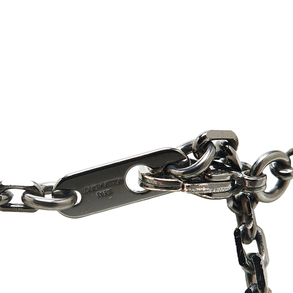 Silver Louis Vuitton Ruthenium DJ Vivienne Pendant Necklace