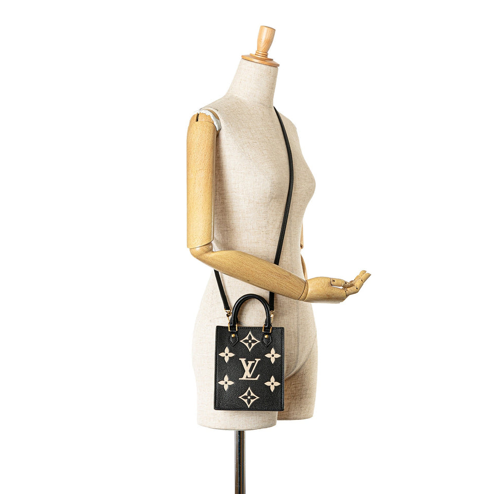 Black Louis Vuitton Bicolor Monogram Empreinte Petit Sac Plat Satchel