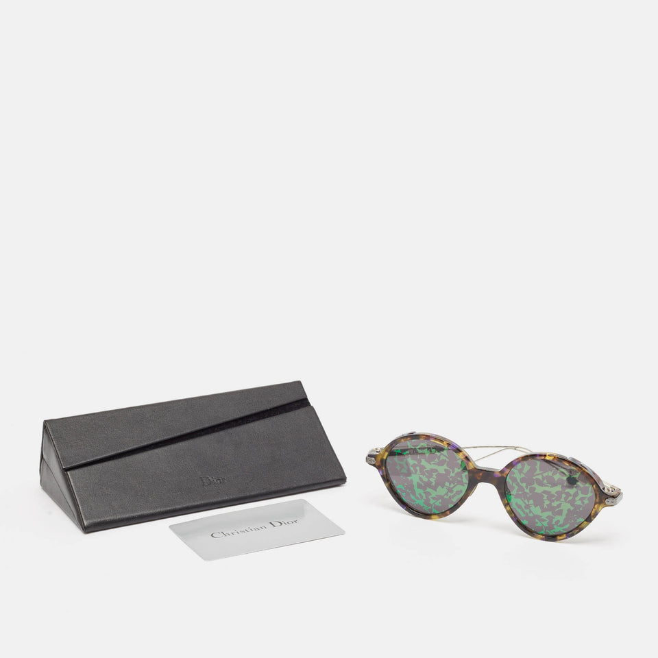 Dior Yellow Havana/green Mirrored Ox8Tw Umbrage Round Sunglasses