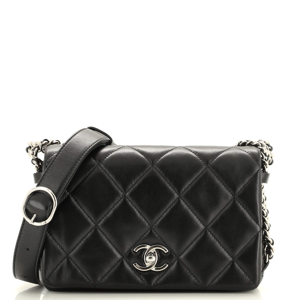 CHANEL Chain Rows Flap Bag Quilted Lambskin Small