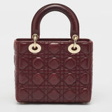 Dior Burgundy Cannage Leather Small Lady Dior My Abcdior Tote