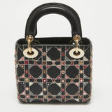 Dior Black Leather Mini Embroidered Beaded Lady Dior Tote