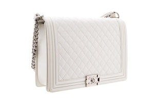 Chanel 2012 Limited Edition Iridescent White XL Boybag