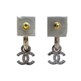 Chanel bags Interlocking CC Gold-tone & Crystal Studded Dangle Earrings
