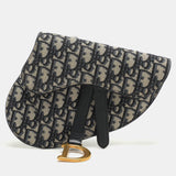 Dior Blue/black Oblique Canvas And Leather Saddle Belt Bag