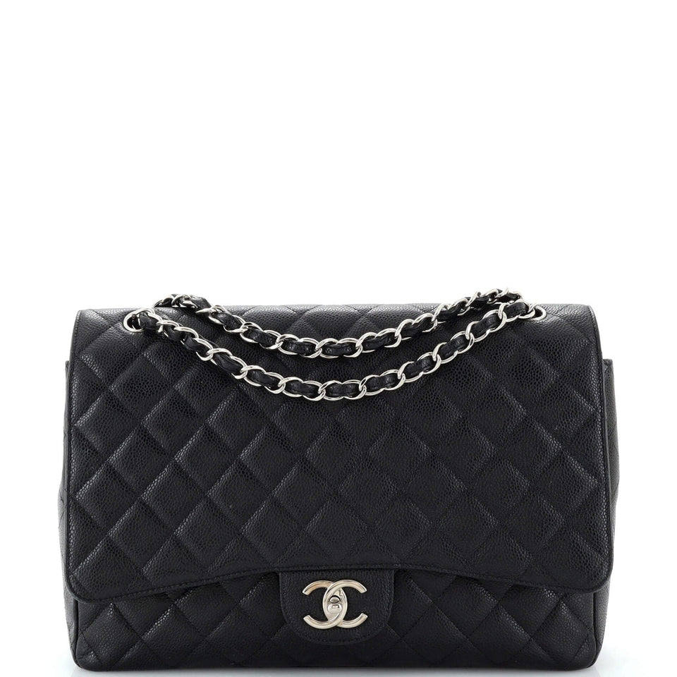 CHANEL Classic Double Flap Bag Quilted Caviar Maxi