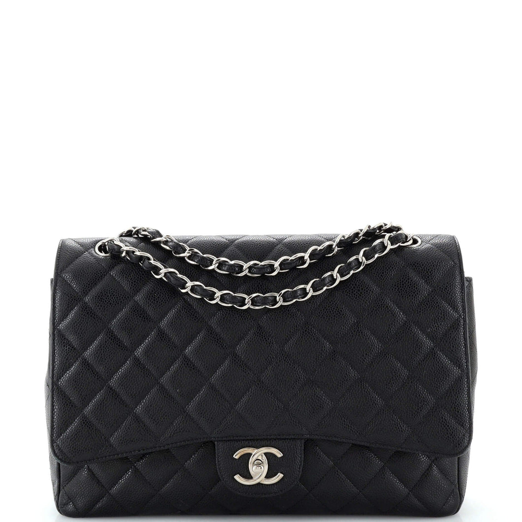 CHANEL Classic Double Flap Bag Quilted Caviar Maxi
