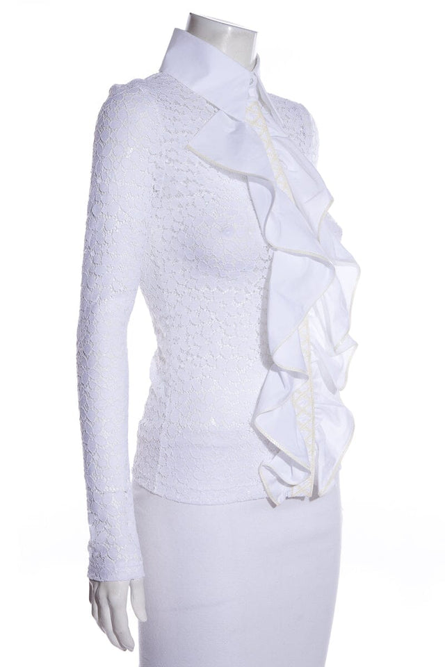 Chanel White Lace Blouse SZ 36