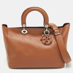 Dior Brown Leather Diorissimo Zip Shopper Tote..