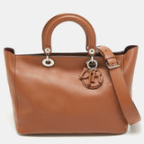Dior Brown Leather Diorissimo Zip Shopper Tote..