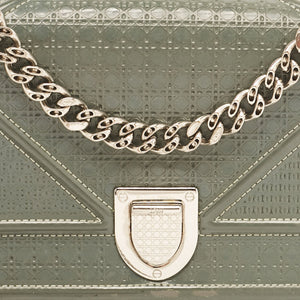 Dior Grey Micro Cannage Patent Leather Mini Diorama Shoulder Bag