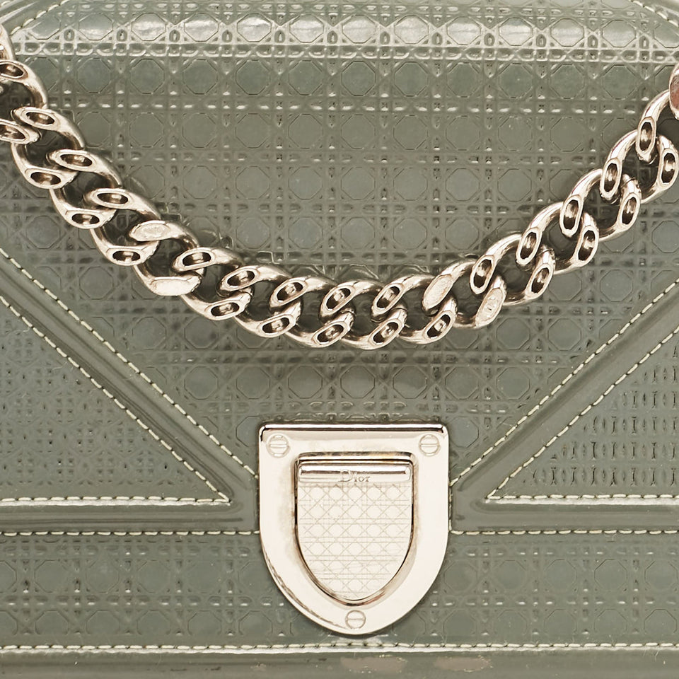 Dior Grey Micro Cannage Patent Leather Mini Diorama Shoulder Bag
