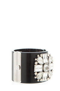Chanel Black Silver Cuff Bracelet