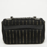 Dior Black/gold Embroidered Fabric Small Caro Shoulder Bag