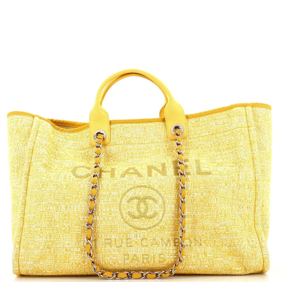 CHANEL Deauville Tote Raffia with Glitter Detail Large