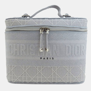 Grey Cannage Embroidery Canvas DiorTravel Vanity Case Bag