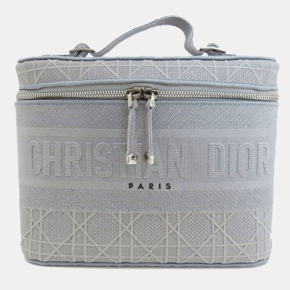 Grey Cannage Embroidery Canvas DiorTravel Vanity Case Bag