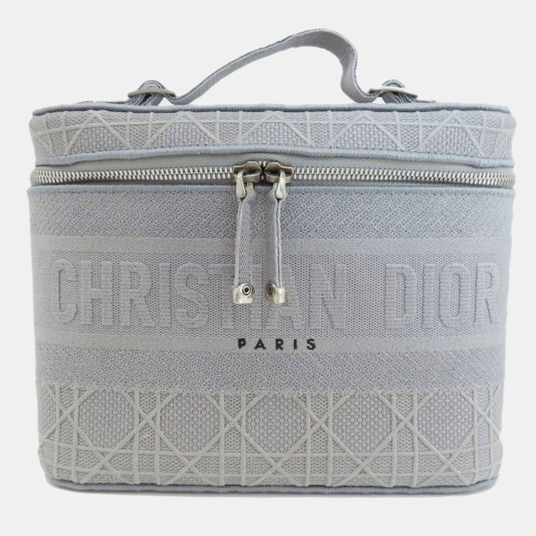 Grey Cannage Embroidery Canvas DiorTravel Vanity Case Bag
