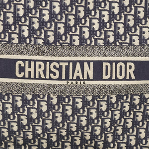 Dior Navy Blue Oblique Embroidered Canvas Large Book Tote