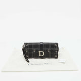 Dior Black Leather Cannage Perforated Stitched Flap Clutch