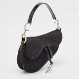 Dior Black Oblique Canvas And Patent Leather Xs Saddle Bag