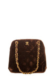 Chanel Chocolate Velvet Evening 24k hw Handbag