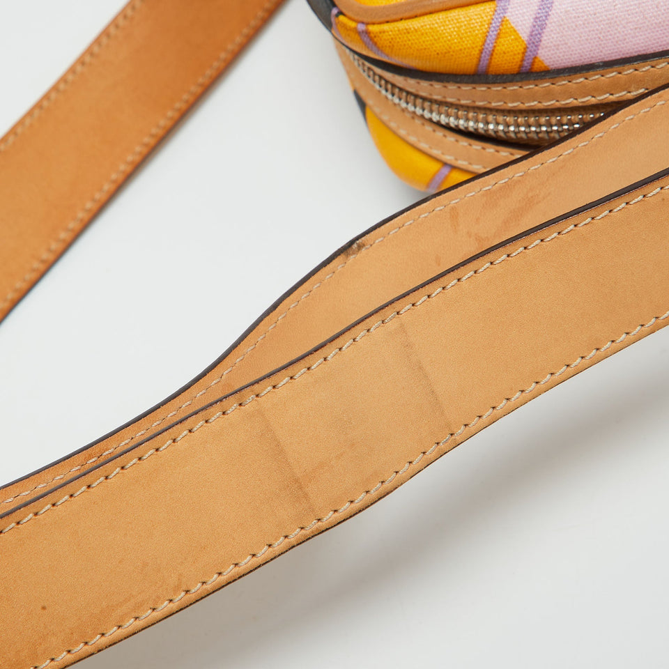 Dior Multicolor Graphic Printed Fabric And Leather Shoulder Bag