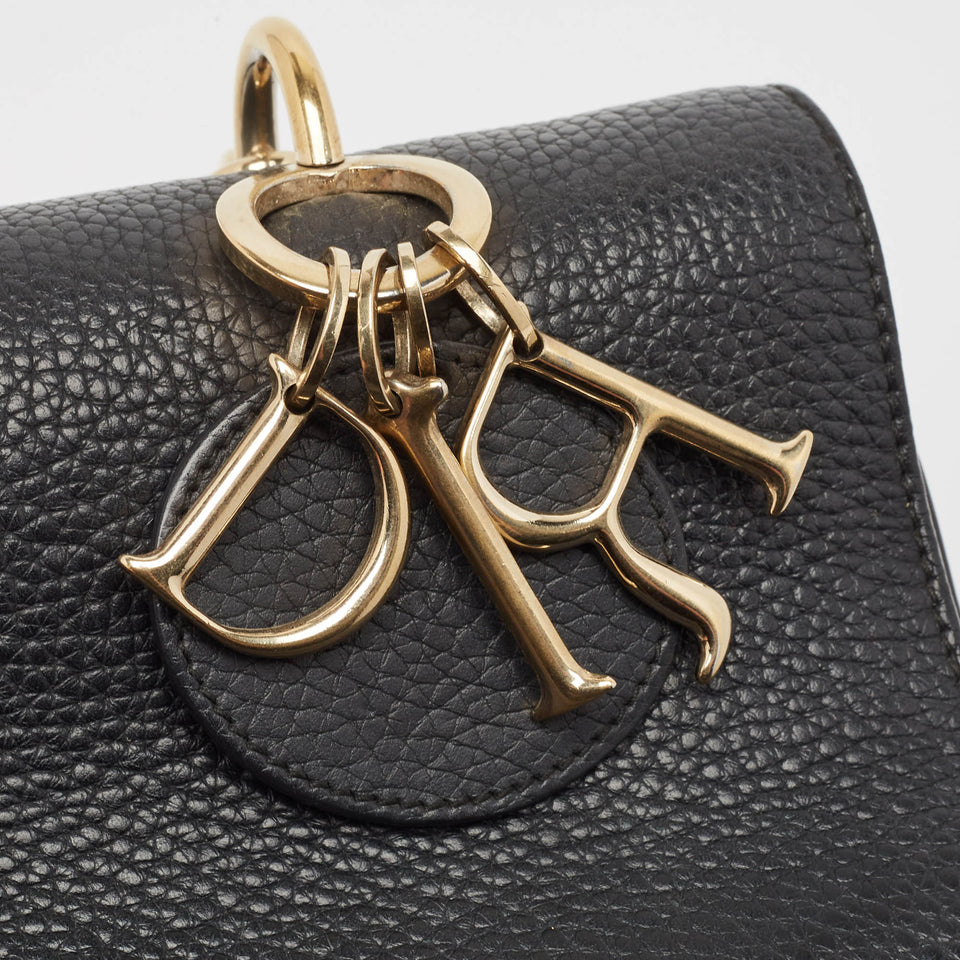 Dior Black Leather Small Be Dior Flap Top Handle Bag