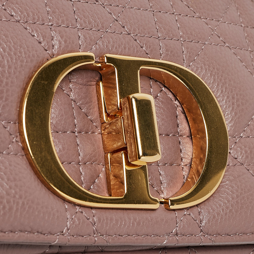 Dior Old Rose Cannage Leather Small Caro Shoulder Bag