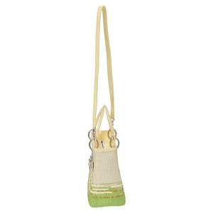 Dior Raffia Medium Lady Dior in Green Leather