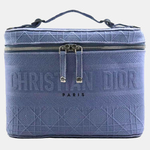 Blue Cannage Embroidery Canvas DiorTravel Vanity Case Bag