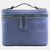 Blue Cannage Embroidery Canvas DiorTravel Vanity Case Bag