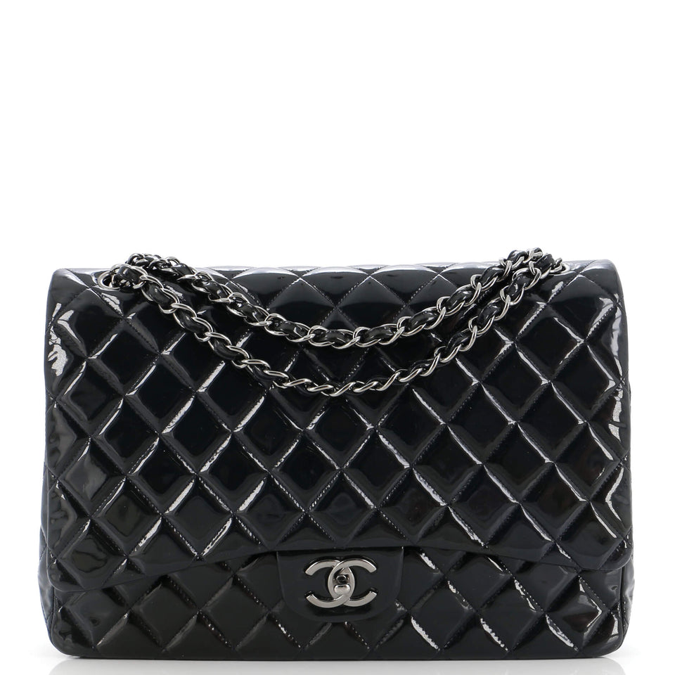 CHANEL Classic Double Flap Bag Quilted Patent Maxi