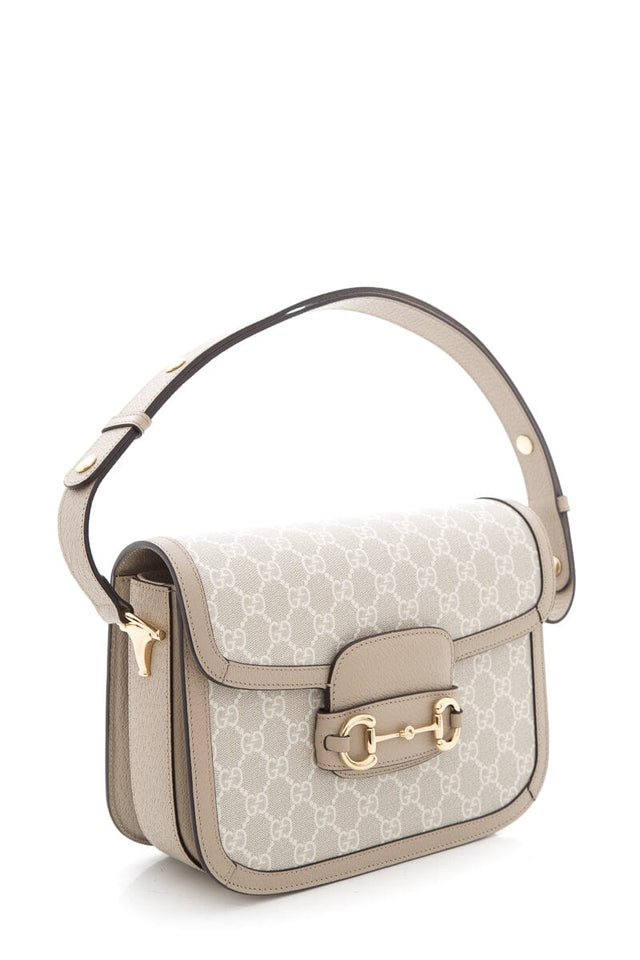 Gucci GG Supreme Monogram Horsebit 1955 Cream & Beige Handbag