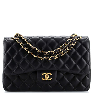 CHANEL Classic Double Flap Bag Quilted Lambskin Jumbo