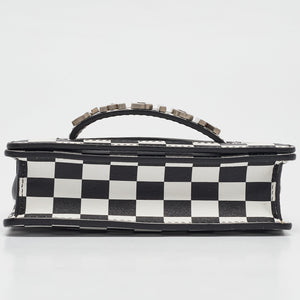 Dior Black/white Leather Mini Checkered J'adior Crossbody Bag