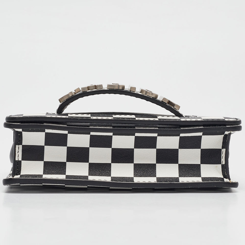 Dior Black/white Leather Mini Checkered J'adior Crossbody Bag
